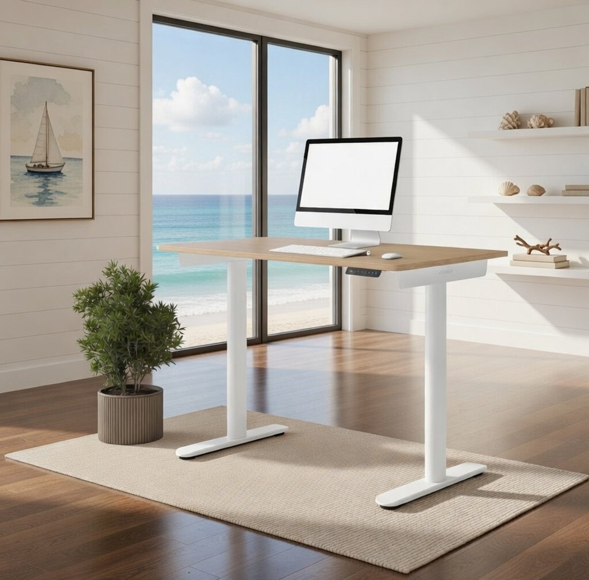 Elevate Pro Elektrisch In Hoogte Verstelbaar Bureau – Ergonomisch Zit-Sta Bureau, Modern Design, 138x65 cm, OLED Bediening, Dubbele Motor, Kabelbeheer – Thuiswerk, Kantoor, Gaming Novihome