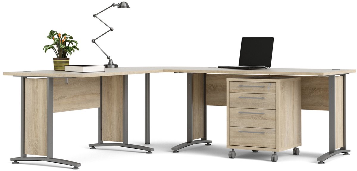Giga Living Bureau Prima - Grijs/Naturel - 200x230x75cm