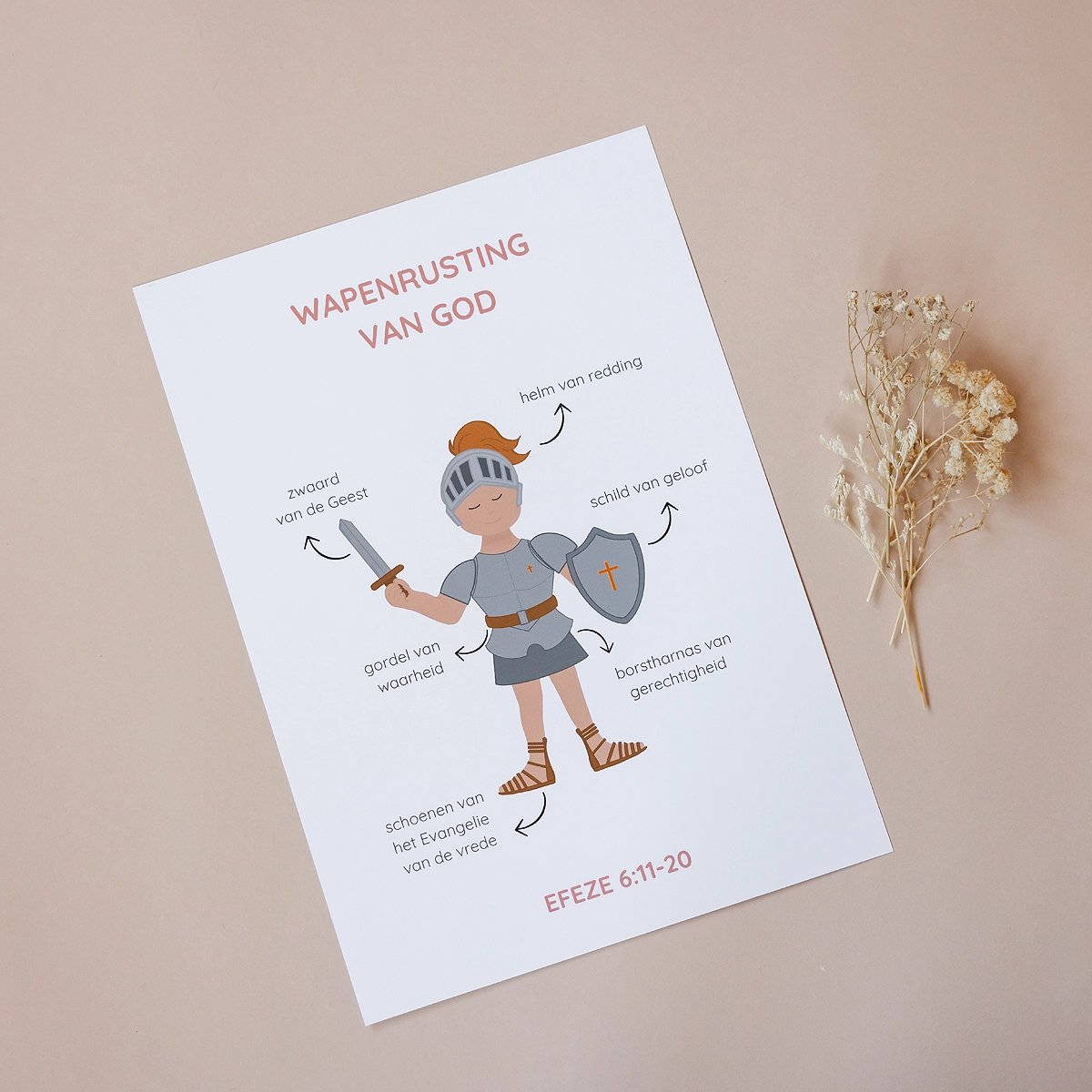 Wapenrusting van God A3 poster | Kinderposter | Christelijke poster | Poster Babykamer | Poster kinderkamer jongens | Posters | Poster ridder | Wanddecoratie kinderkamer