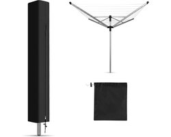 Droogmolen Hoes - Zwart - 165x16x16 cm - Hoes voor Droogmolen - met rits - 210D Oxford-stof - Droogmolen Hoes Universeel - Heavy Duty Roterende Waslijn Afdekking - Waterdicht en UV-Bestendig Stofdicht, Regenbestendig - voor Tuin, Binnenplaats, Buiten