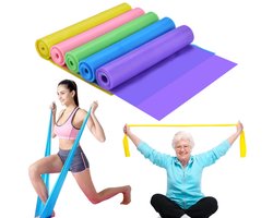 5 stuks elastische banden - fitness weerstandsbanden - trainingsrekbanden - lange pilatesbanden - elastische treksterkte - voor yoga, krachttraining, pilates, fitness en rekoefeningen (150*15 cm - diverse kleuren)