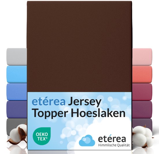 etérea Topper Jersey Hoeslaken 140x200 - 160x200 cm Oekotex Made in Green - 100% coton - Brun foncé