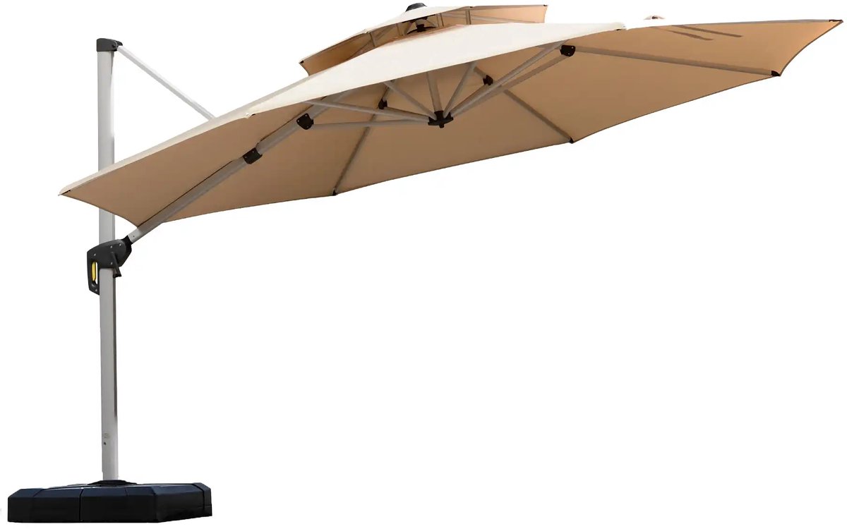 PURPLE LEAF Ronde Parasol – Dubbel Top – 360 °Graden Rotatie – UV werend doek– Windbestendige Zweefparasol