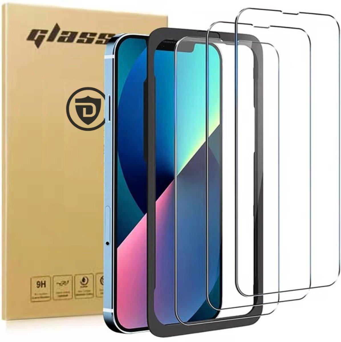 Screenprotectors van Glas geschikt voor iPhone 12 en iPhone 12 Pro - Gehard Beschermplaatje - Transparant en Krasbestendig – Incl. Installatie Frame - 3 Stuks