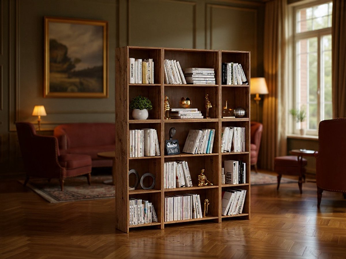 Boekenkast 5 Niveaus – Wotan Eiken Design Stellingkast 150x30x189 cm –Novihome