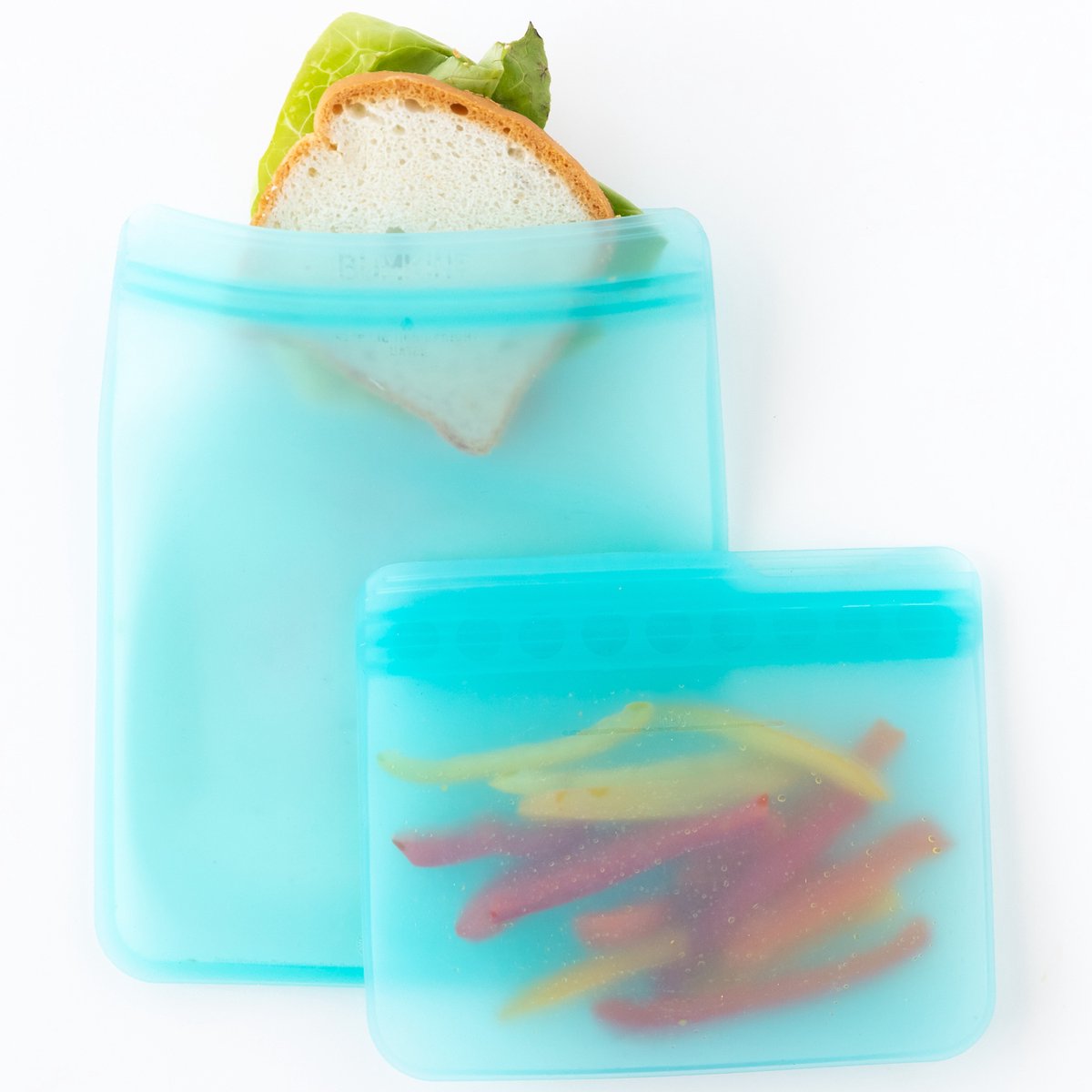 Bumkins - Silicone Flat Reusable Bag | Siliconen Herbruikbare Zakjes (2 stuks) - 100% Food-Safe, Premium LFGB-grade Platinum Silicone - Blauw