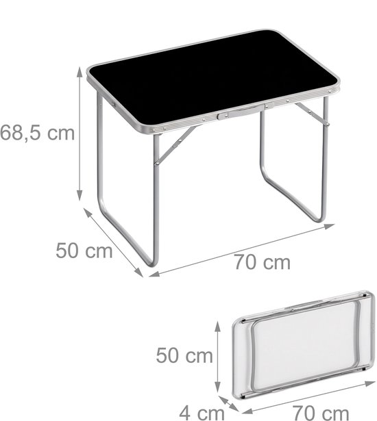 Campingtafel inklapbaar - 68,5x70x50 cm - lichtgewicht - zwart — afbeelding 5