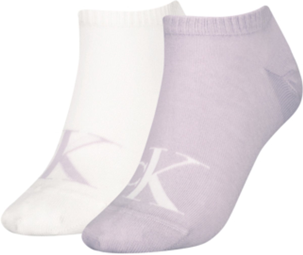 Calvin Klein Jeans Dames Sneakersokken 2-Pack Monogram Lilac Wit