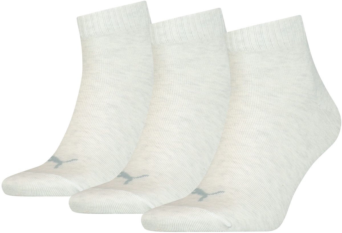 katoenen voor dames en heren – – Oatmeal 47/49 Puma 3-paar Quarter Sokken – Elastisch Katoen – 46