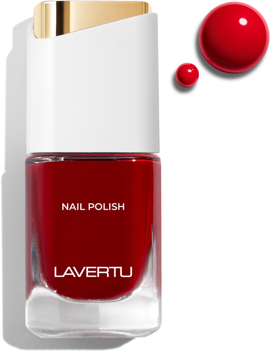 LAVERTU Nagellak Unique – 17 Kassel Red - Langhoudende Vegan Nagellak met Glanzende Finish – Sneldrogend & Verzorgend – 10 ml