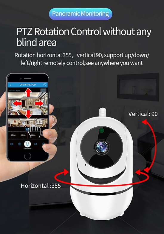 Bewakingscamera - Draadloze Camera - Buiten Bewaking - 360 Graden Zicht - 1080p Full HD - Onzichtbaar Infrarood — afbeelding 4