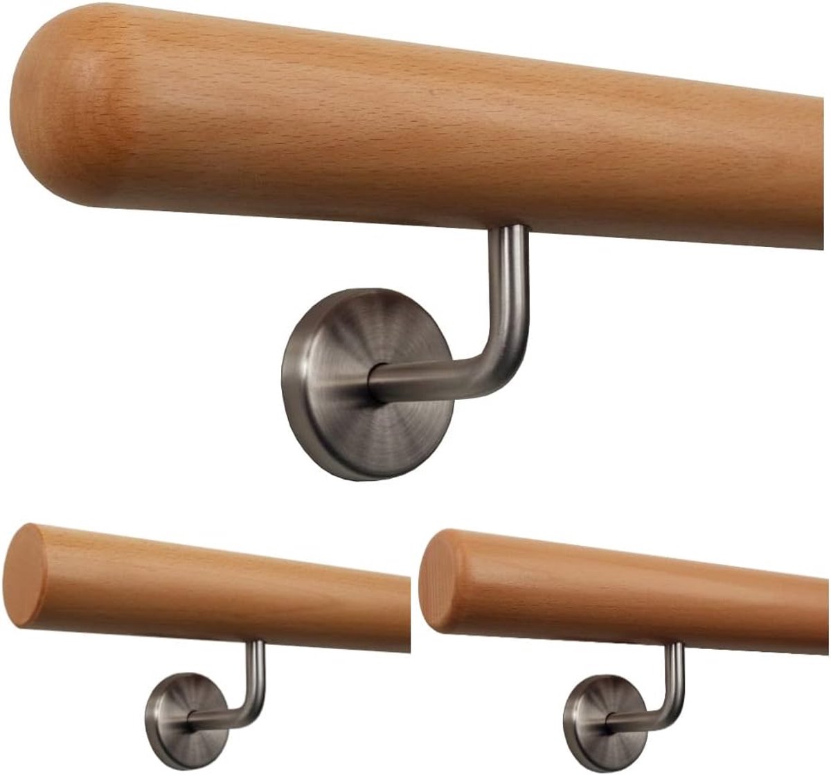 Houten Leuning - Trapleuning Beuken - Binnenshuis Gebruik - Ø 50 mm Gelakt - 120 cm Lengte