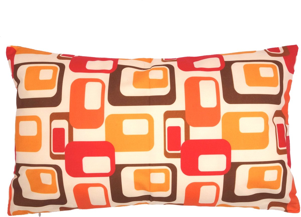 Kussenhoes Retro Squares beige - 30 x 50 cm - Exclusief binnenkussen