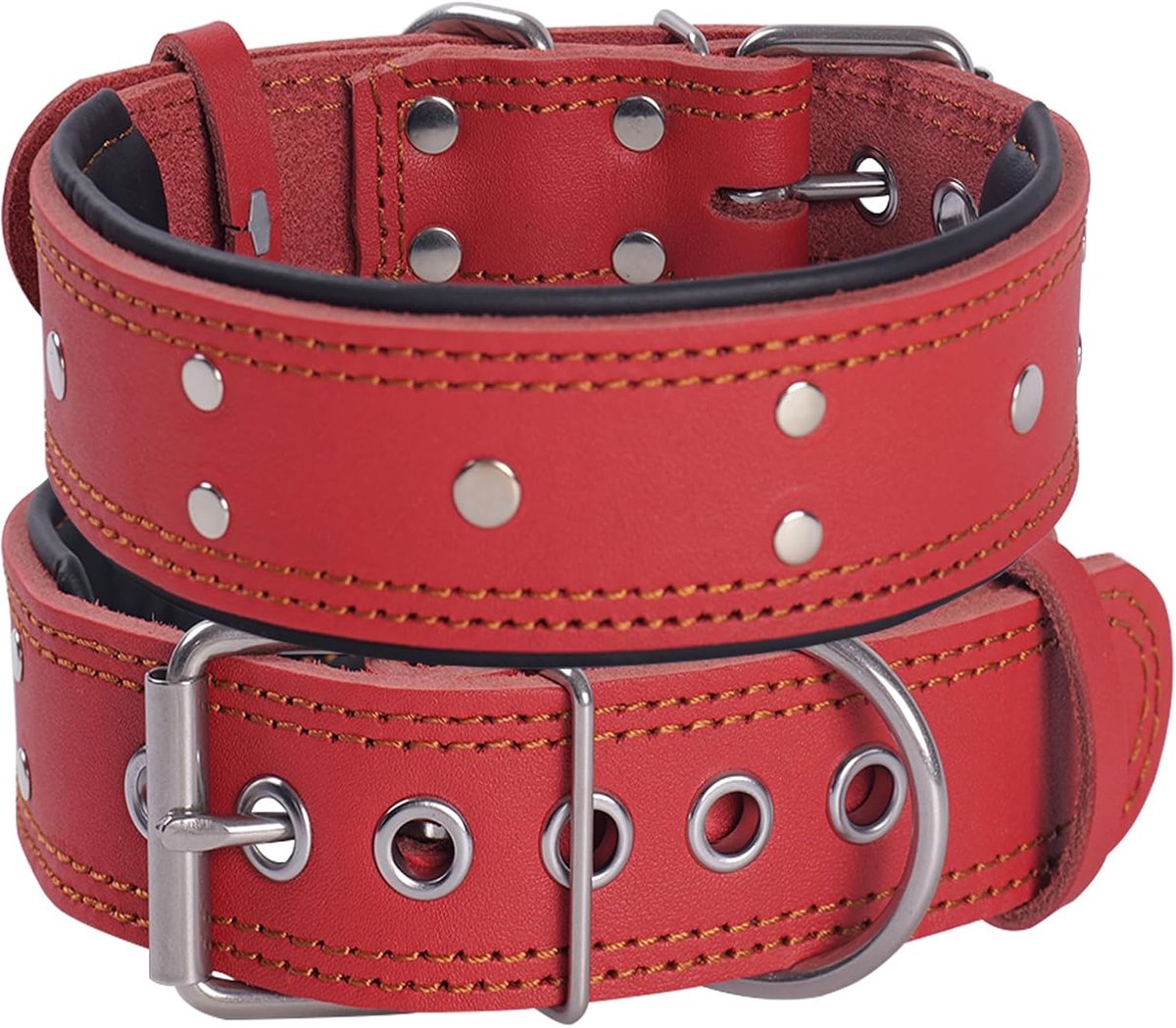 Halsband Hond Leer - Luxe Leren Halsband Hond - Honden Halsband - Hondenhalsband - Leren Honden Halsband - Leren Hondenhalsband - Sterke Halsband - Snelle Installatie - Leer - XXL - Rood - van Imperatoris