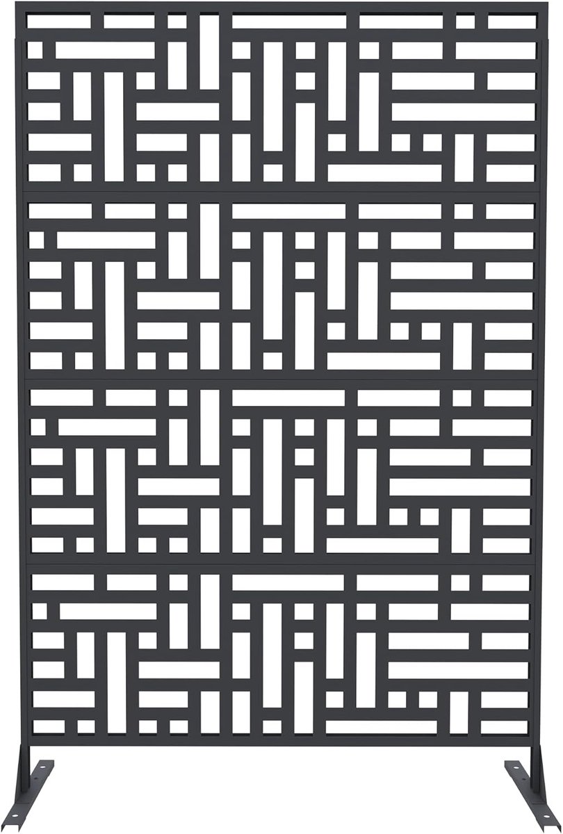 Scheidingsscherm - Metalen privacyscheidingsscherm - Decoratief scheidingsscherm - Geschikt voor terrassen, tuinen, balkons en binnenshuis - 180 × 117 cm - Zwart