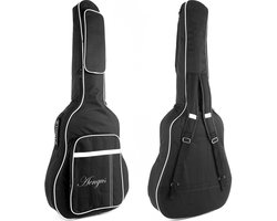 Stevige, Gevoerde Gitaartas voor Akoestische of Western Gitaar (40/41 inch) - Zwart met Reflecterende Details