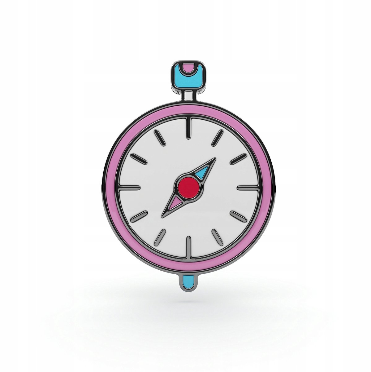Pinets Travel Collectie - Metalen Broche - Kompas Ontwerp - Roze - Hard Enamel