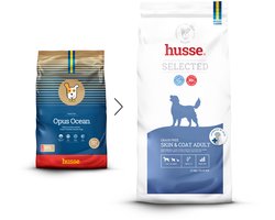 Husse Opus Ocean - Graanvrij Hondenvoer, Hondenbrokken zonder Granen, Glutenvrij Droogvoer Hond - Met Zalm & Aardappel - 12 kg