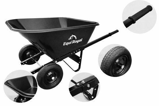 Equiroyal - ergonomische kruiwagen 220 liter - Zwart - Kiepfunctie van Merkloos	 — afbeelding 4