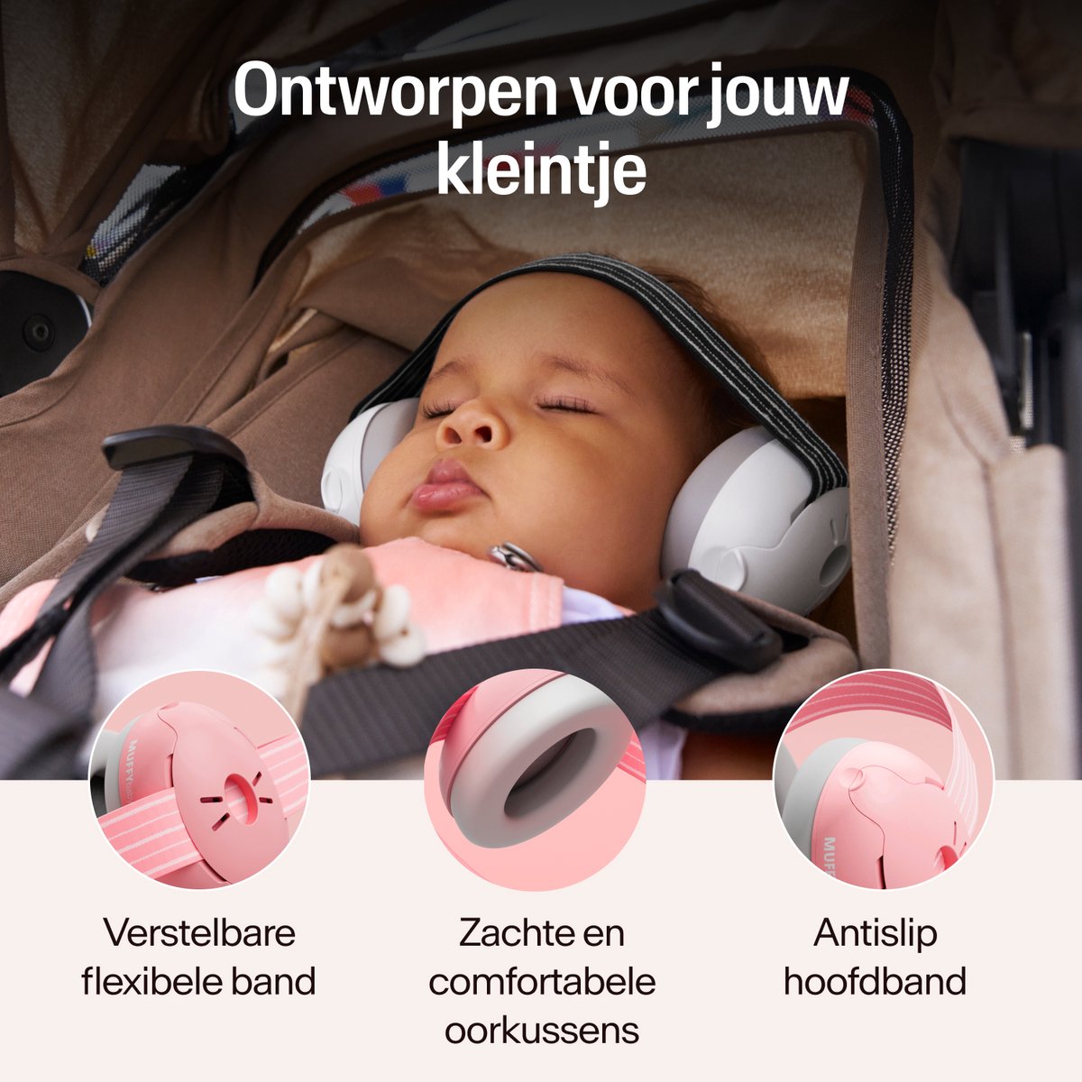 Alpine Muffy Baby Gehoorbescherming (12-36 Maanden) - Gecertificeerde Koptelefoon Baby - Verstelbare Oorbeschermers voor Baby en Peuter - 23 dB Demping - Blush – foto 3