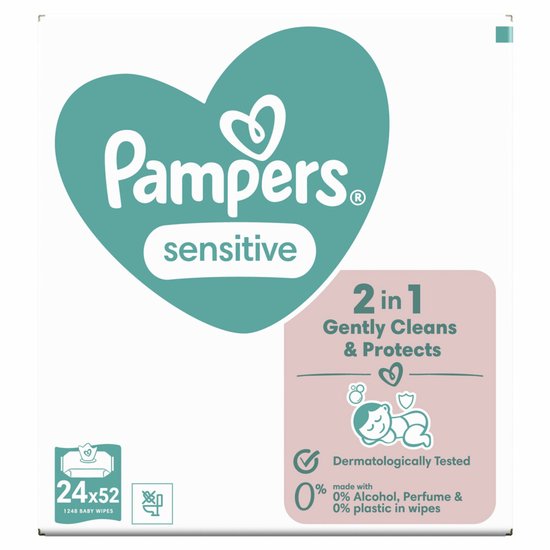 Pampers Sensitive Babydoekjes - 24 Verpakkingen a 52 Doekjes = 1248 Billendoekjes