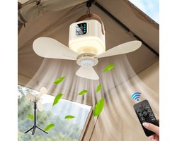 Rosnek 3-in-1 Oplaadbare Campingventilator met Verlichting - 7200mAh Ventilator Lamp met Statief & Muggenverdelger - Draagbare Tafelventilator - Tent - Outdoor