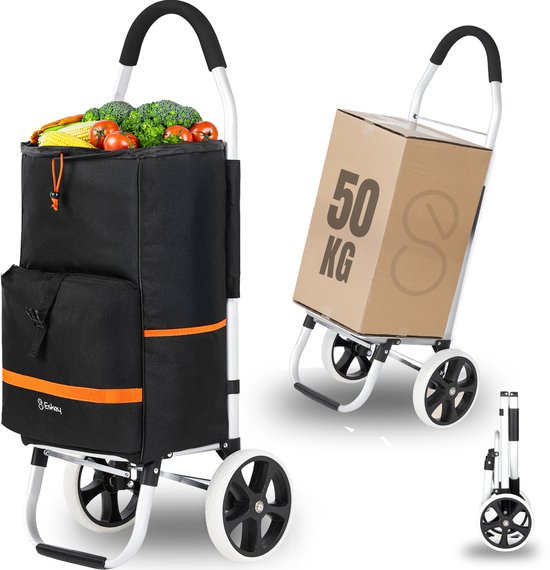 Eskey Boodschappentrolley met koelvak - Opvouwbaar - 50L - Boodschappenwagen - Waterdicht - Reflectoren