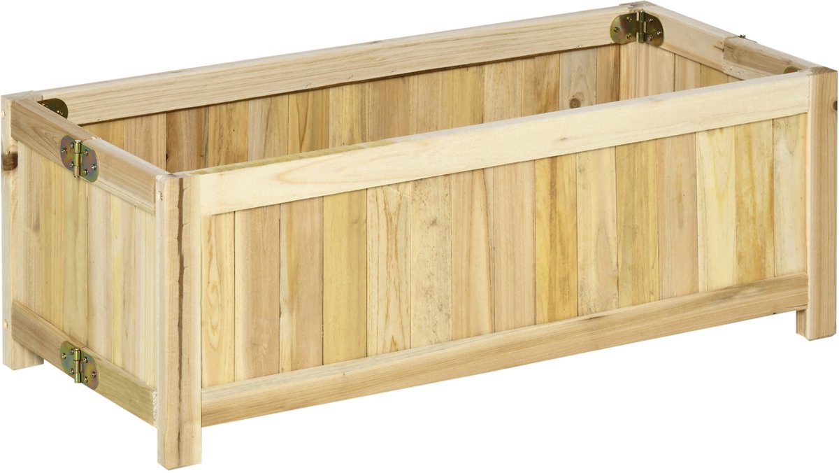 Killogood Opvouwbare verhoogde bak - massief hout - weerbestendig - 70 cm x 30 cm x 25 cm - naturel