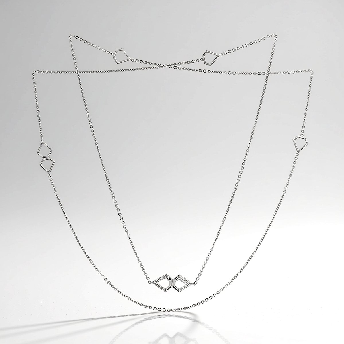 Cavill - Zilveren Halsketting - 925 Sterling Zilver - 18 Cambodjaanse Zirkonia 0,413 Ct - Briljant Pavé - Elegante Damesketting 50 cm