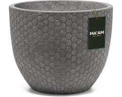 MA'AM Pottery Mila bloempot D24xH20 - grijs - Industriële hexagon sierpot - Betonlook ronde plantenbak - trendy plantenpot - Buiten / Binnen
