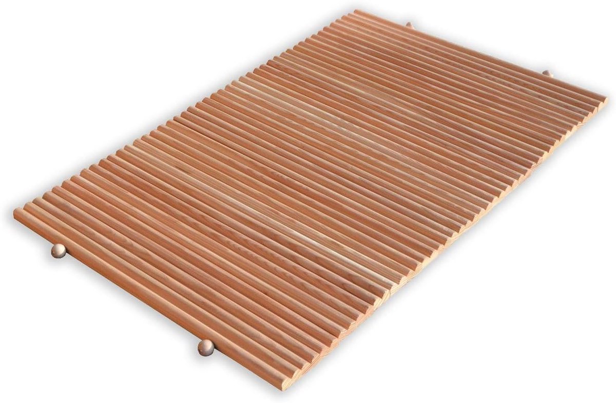Badkamertapijt Hout - Houten Vloermat - Douche en Bad - Natuurlijk Larikshout - 66 x 101 c