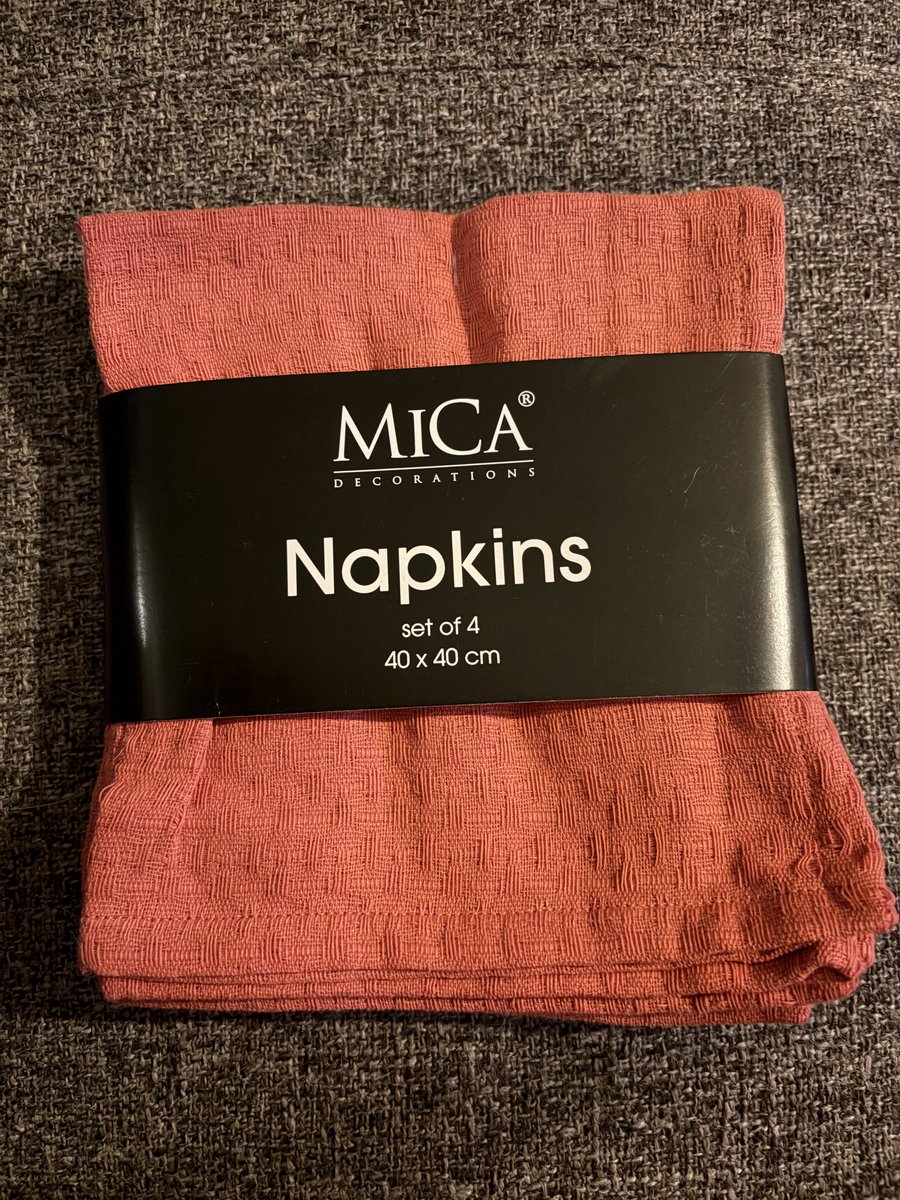 Mica Napkins structure uni salmon, set van 4, 40x40cm