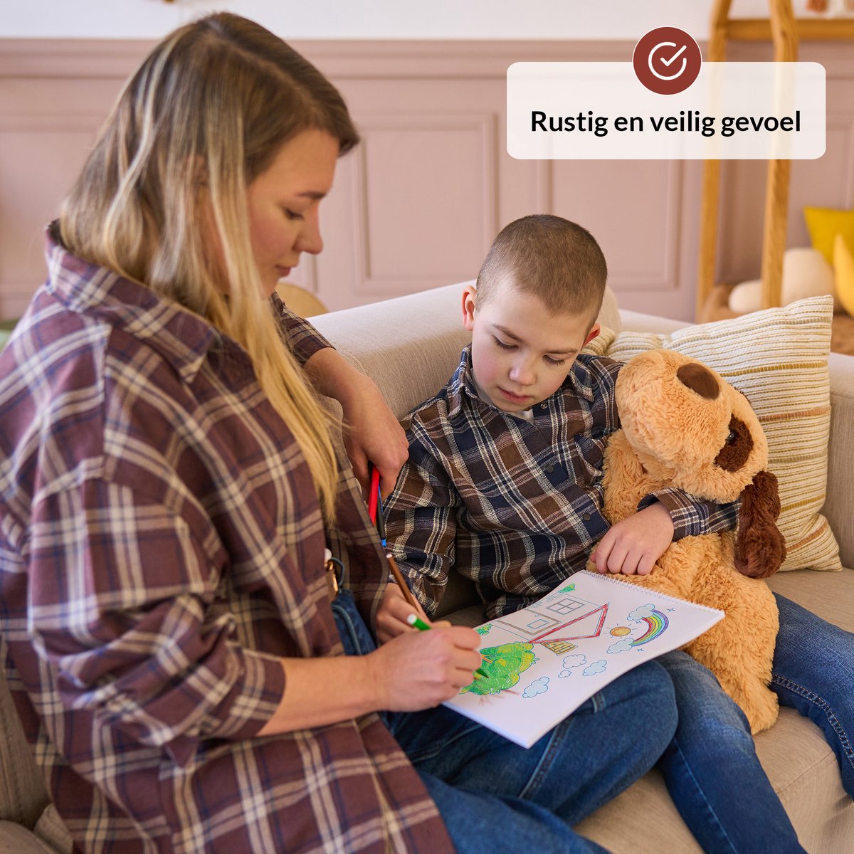 Verzwaringsknuffel Hond 2,3 KG - Weighted Stuffed Animal - Verzwaringsknuffel Volwassenen - Verzwarings Knuffel - Antistress Knuffel - Verzwaringsknuffel Kind Therapeutisch Speelgoed, Machinewasbaar - Ideaal voor Stressverlichting en Focus — afbeelding 8