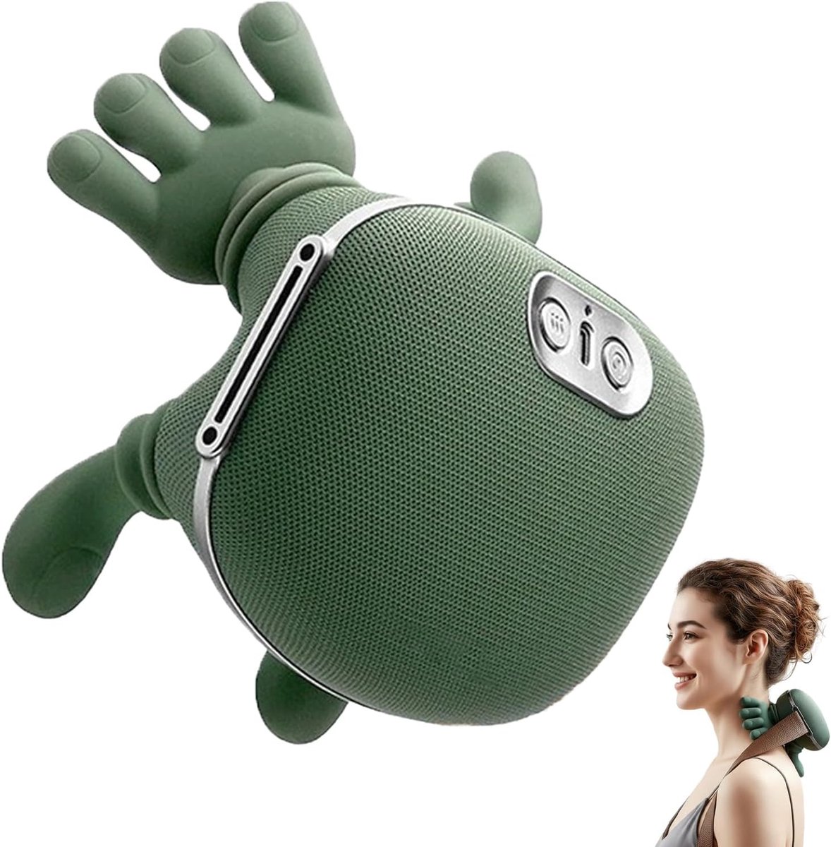 4D Nekmassager - Nekmassager met Verwarming - 4D Shiatsu Kneedtechniek voor Nek - Draadloos - Drie Instelbare Instellingen - Geschikt voor Het Verlichten Van Nekpijn en Het Ontspannen Van Spieren - Groen