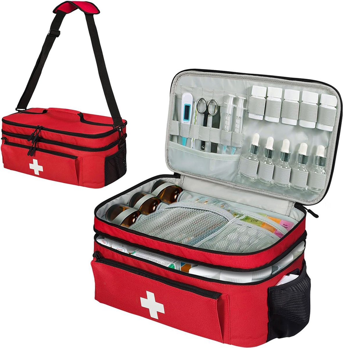 EHBO Kit - Verbanddoos Voor Thuis, Kantoor En In De Auto - Verbandtas Set - Verbandkoffer - Compleet Noodpakket - EHBO Koffer - Verband Opbergbox - Care Doos - Travel First Aid Kit