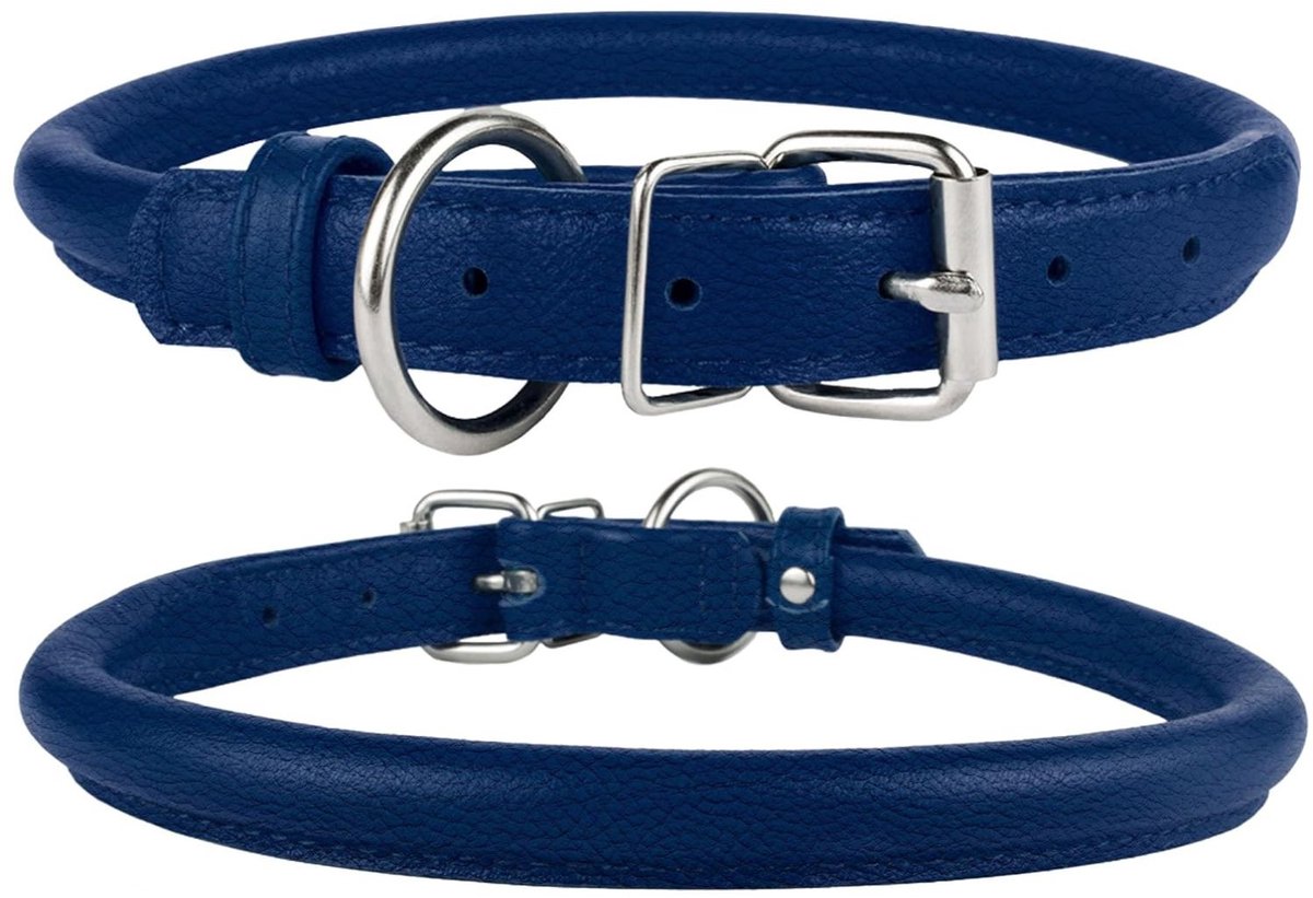 Halsband Hond Leer - Luxe Leren Halsband Hond - Honden Halsband - Hondenhalsband - Leren Honden Halsband - Leren Hondenhalsband - Sterke Halsband - Snelle Installatie - Leer - 15-19 in - Donkerblauw - van Imperatoris