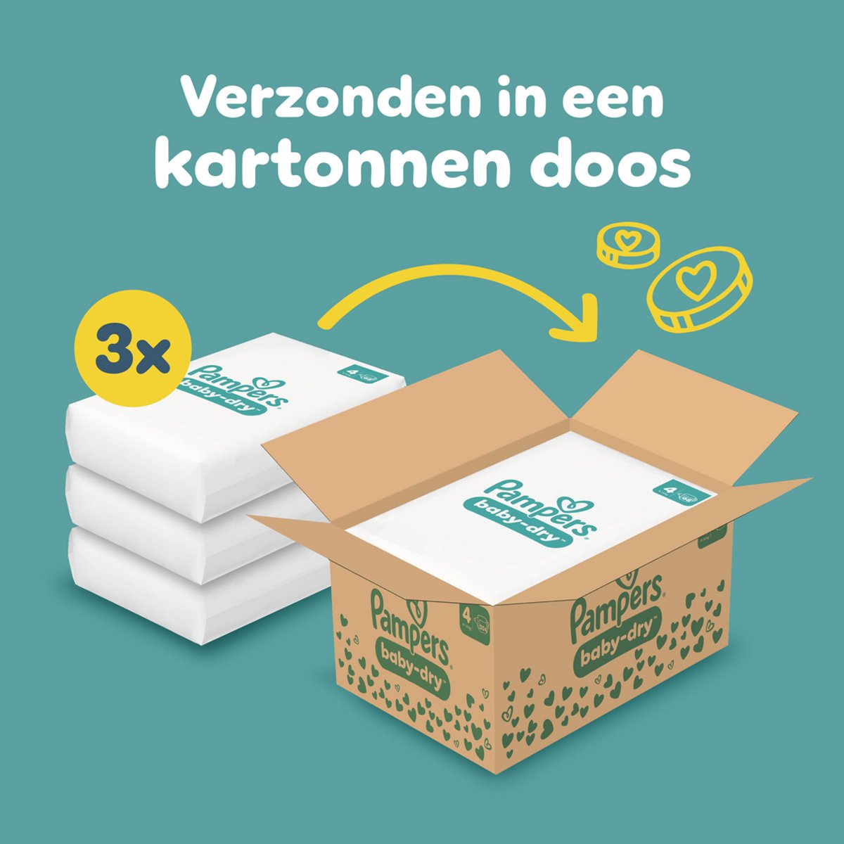 Pampers Baby-Dry Luiers Maat 4 – Maandbox 198 Luiers