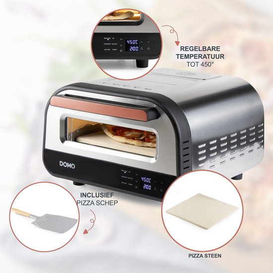 DO9289PZ Pizza Oven 'Pizza Genius' - Elektrische Pizza Oven Op Steen - 32 cm - tot 450°C - 1700 W — afbeelding 3