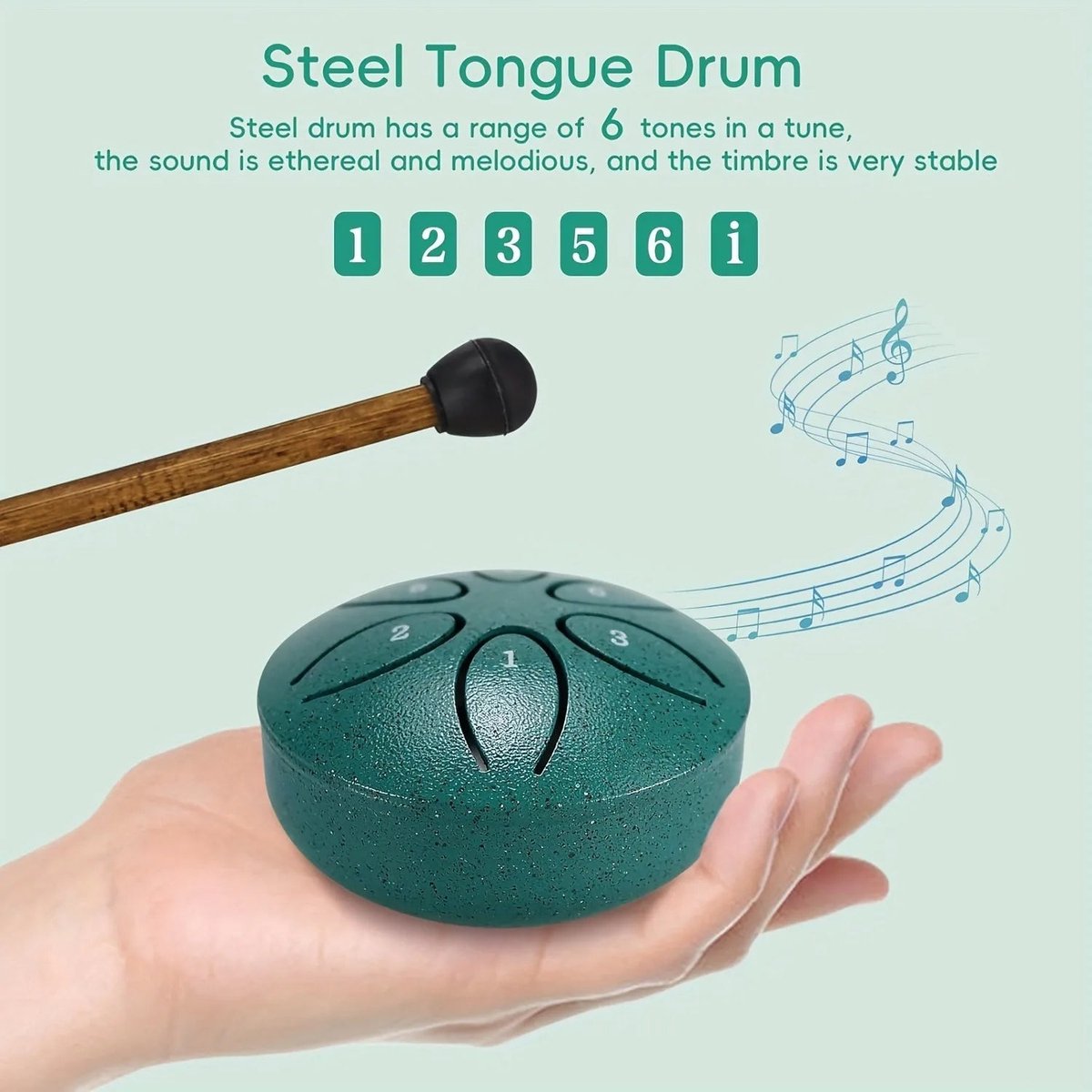 Tongue Drum Serie - Staal Tongue Drum - Zes Toon - Draagbaar - Meditatie - Voor Beginners - Model TD6