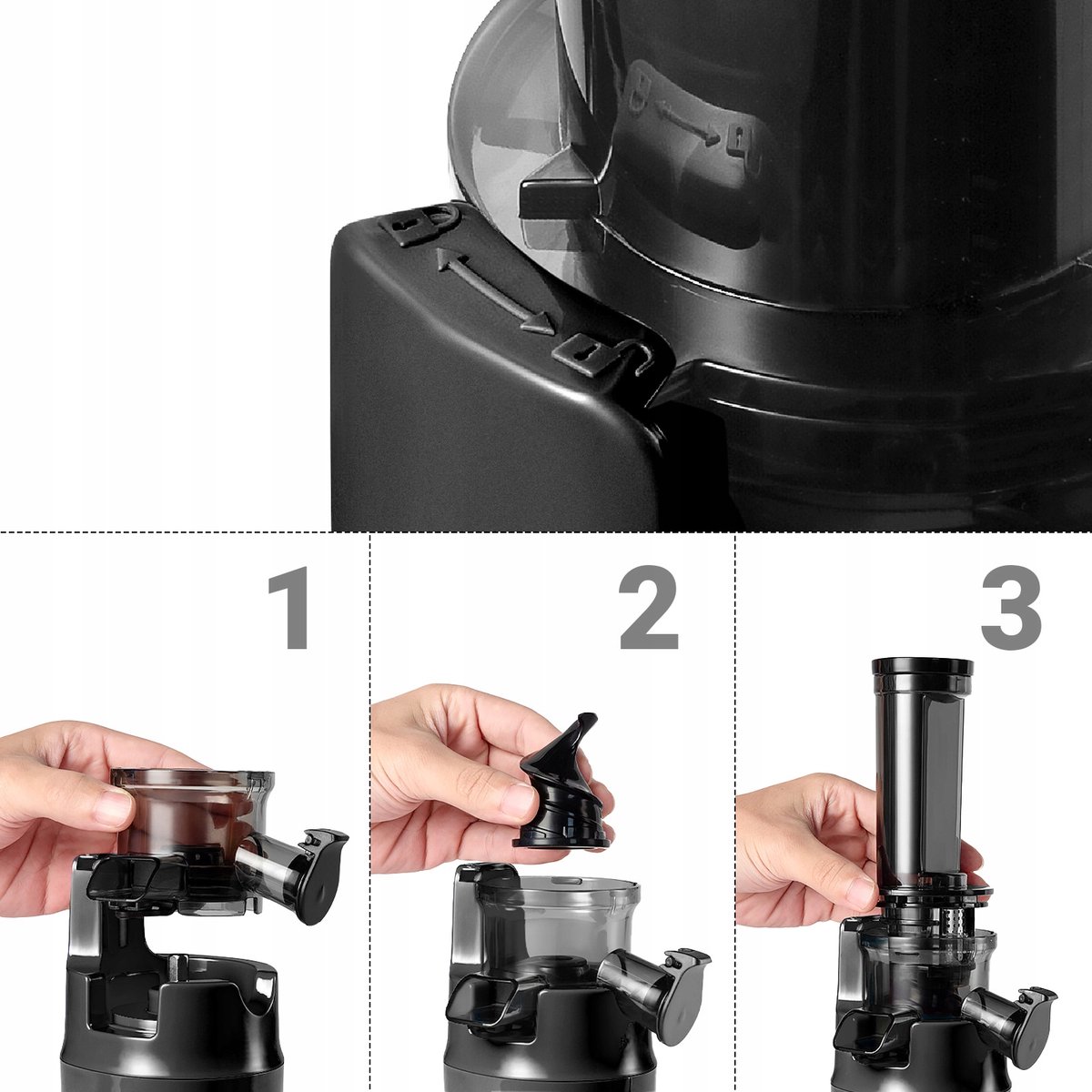 Ventray Essential Ginnie Juicer - compacte slowjuicer - zwart thumbnail 4