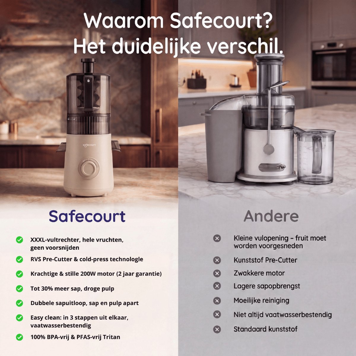 Safecourt Kitchen Slow Juicer XXL - sapcentrifuge Beige thumbnail 6