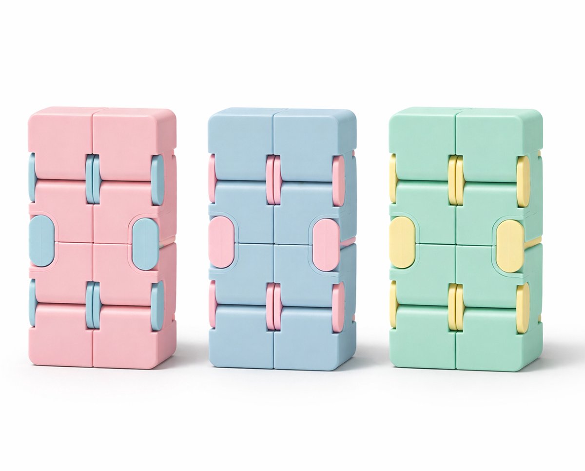3 Stuks - Fidget cube - Infinity cube - Fidget Toys - Friemelkubus - Volwassenen - Kinderen - Pastel