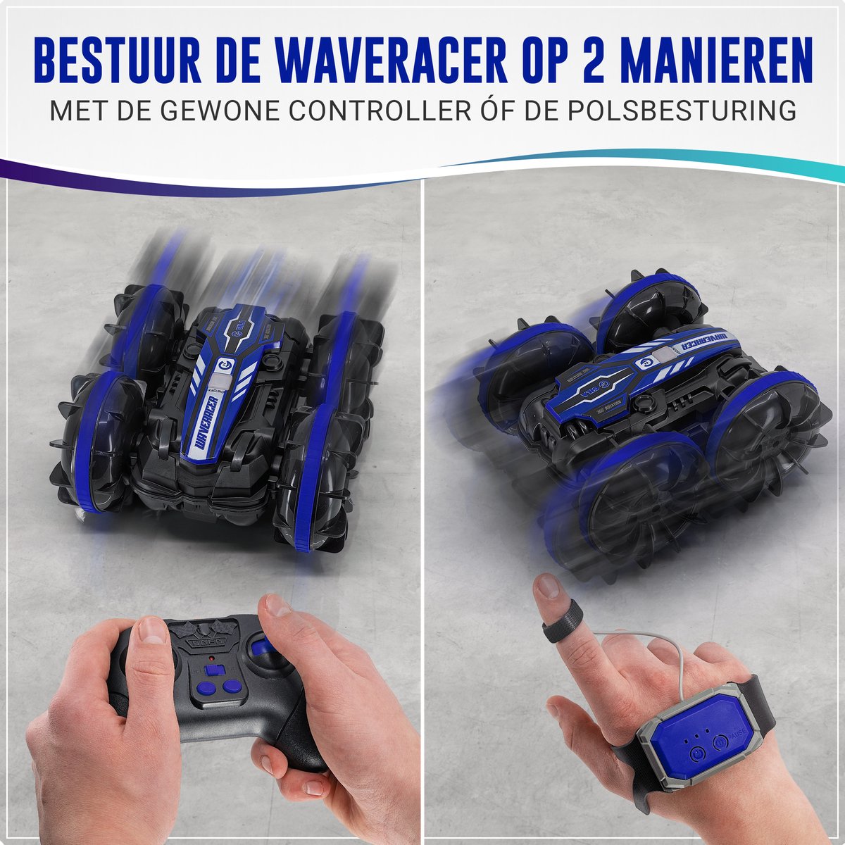 GILA Bestuurbare Auto All-Terrain - RC Auto met 2 Accu's - Waterdicht - Speelgoed Autos Jongens - Buitenspeelgoed - Race Car/Boot Land & Water - 1,5u Speelplezier - Radiografisch — afbeelding 2
