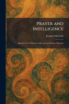 Boekomslag 'Prayer and Intelligence' van Jacques Maritain met abstracte oranje en blauwgroene wervelpatronen.