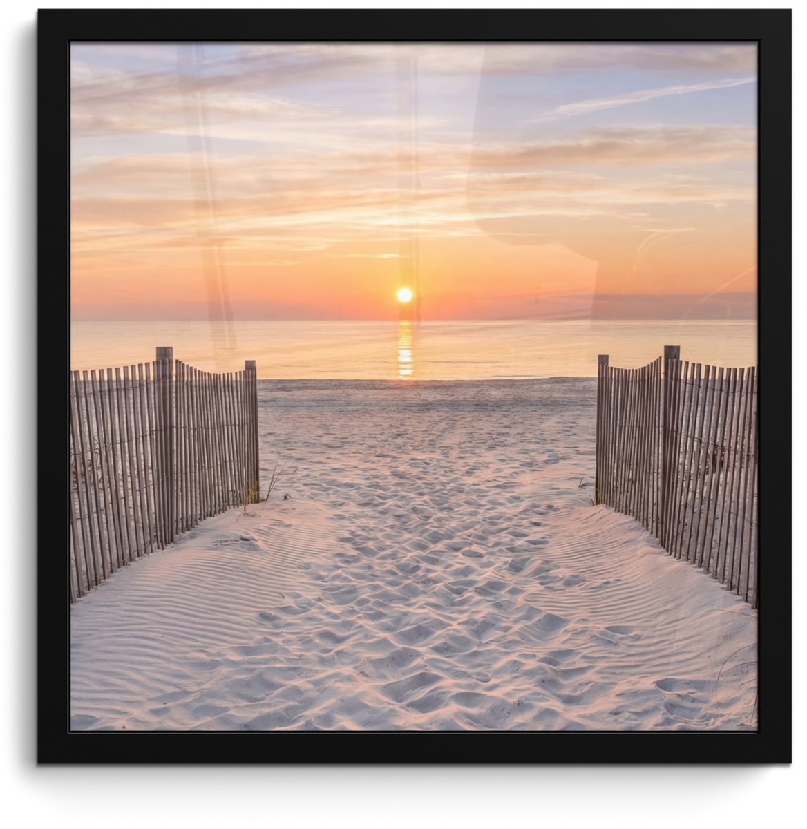 FrameYourWall Poster in lijst - Fotolijst 40x40 cm - Posters - Zonsondergang - Strand - Zand - Posterlijst zwart - Decoratie - Wanddecoratie woonkamer - Muurdecoratie slaapkamer