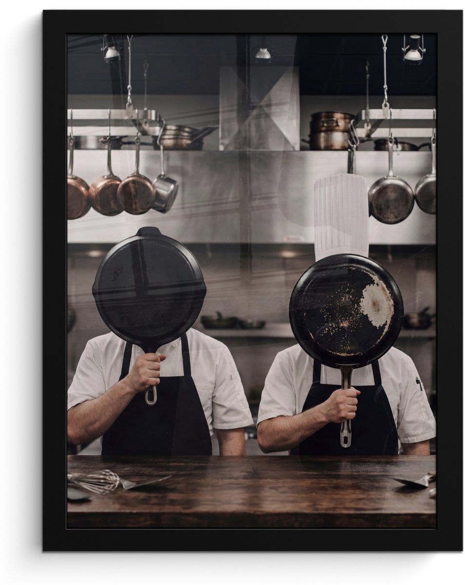 Poster in lijst - Fotolijst 30x40 cm - Posters - Koks - Koekenpannen - Keuken - Posterlijs