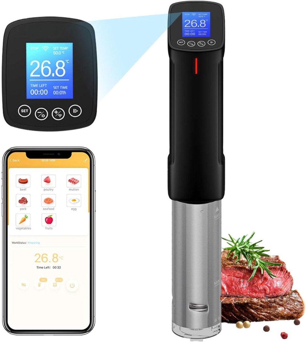 RONN® Sous Vide Stick - Sous Vide - Sous-Vide Stick - Zwart - 43cm x 16cm x 12cm