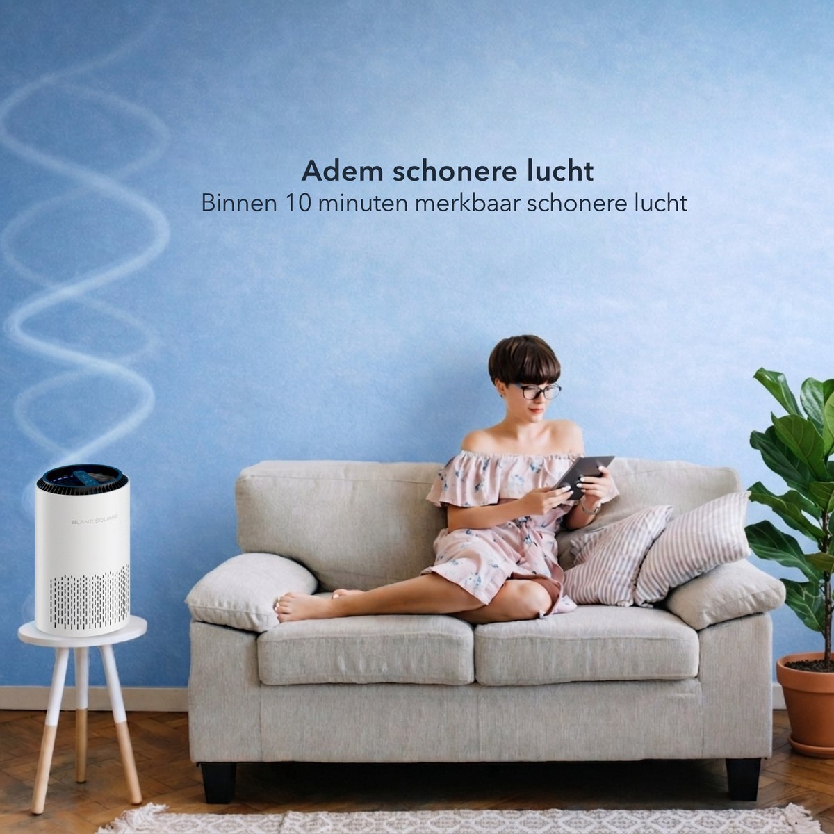Blanc Square Luchtreiniger Pro Air Purifier - HEPA 13 filter + Koolstoffilter - 170m³/h 30m² - Zeer stille Slaapstand - Verwijdert Allergieen Hooikoorts Stof - Clean Air Slaapkamer — afbeelding 5