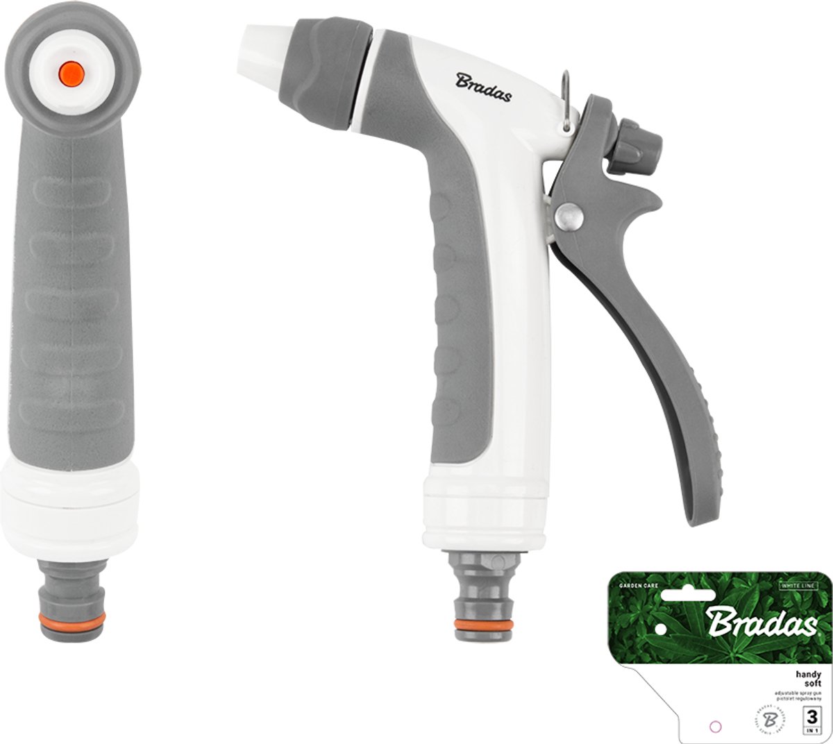 Bradas WHITE LINE Spuitpistool 3-in-1 - Verstelbaar Broespistool met Zacht Handvat - Tuinsproeier met 3 Standen
