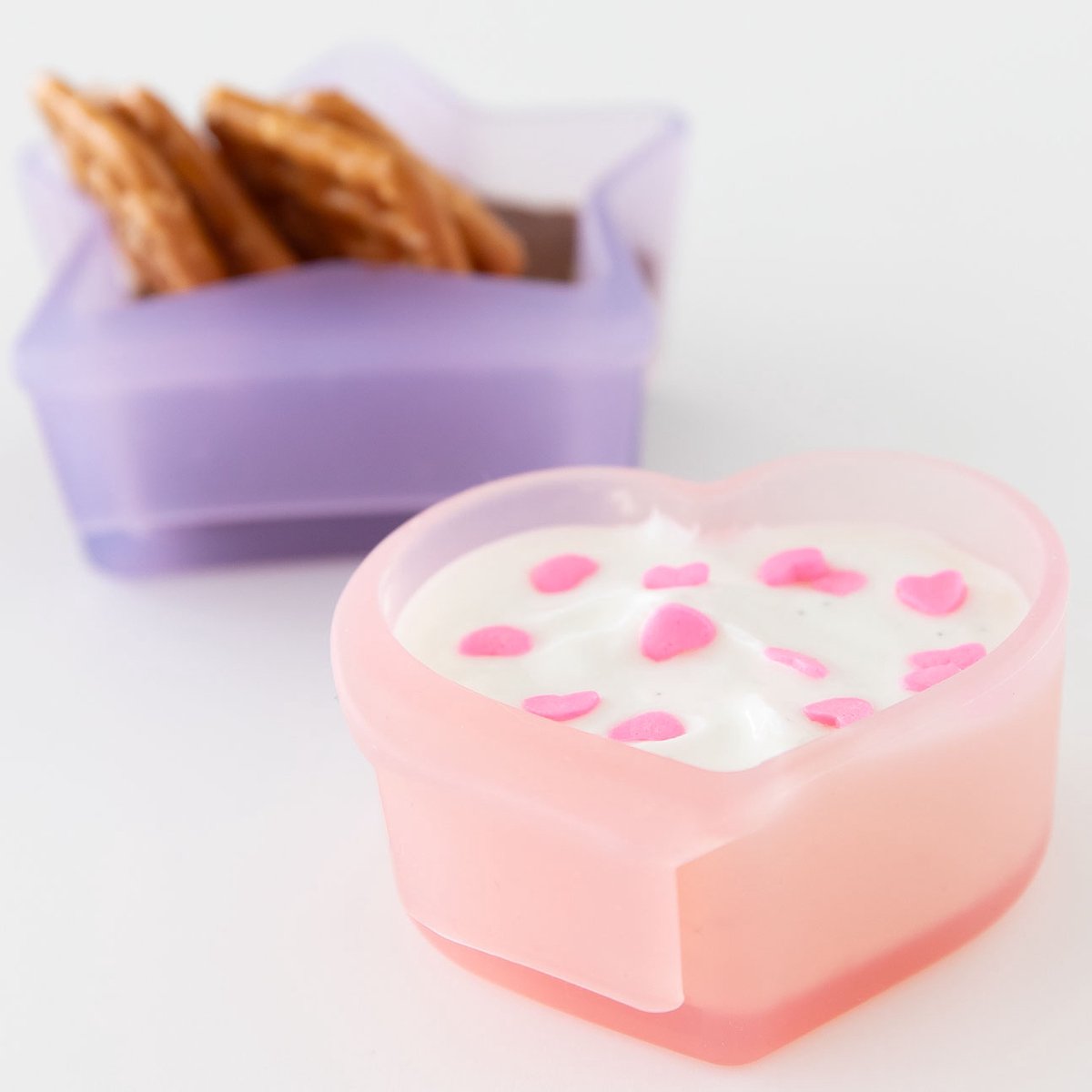 Bumkins - Little Dippers | Siliconen Dipbakjes voor aan de Rand van een Bord of Kom (2 stuks) - Paars Jelly & Roze Jelly